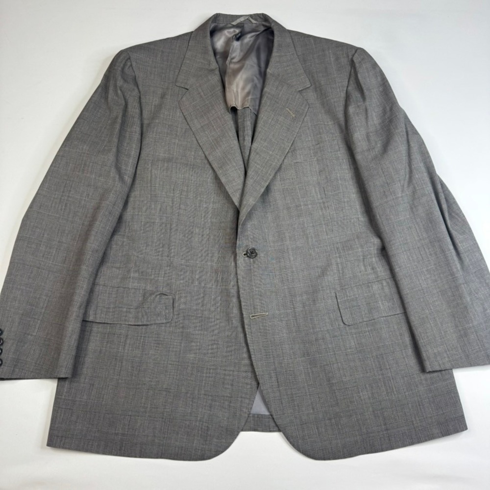 Oxxford Clothes‎ Exmoor Blazer Mens 46R Grey Glen Plaid Super 100s Wool